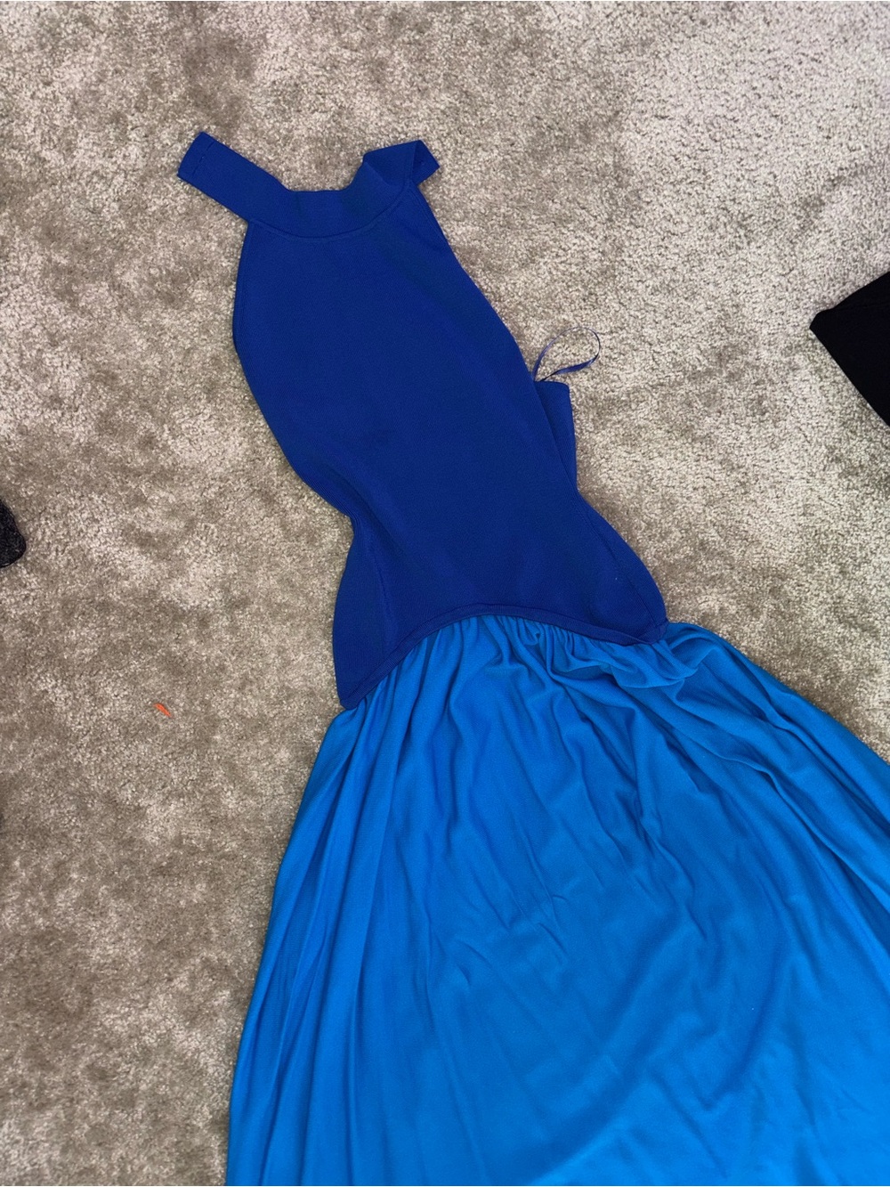 SOLID & STRIPED Two-Tone Royal and Sky Blue Halter Gown